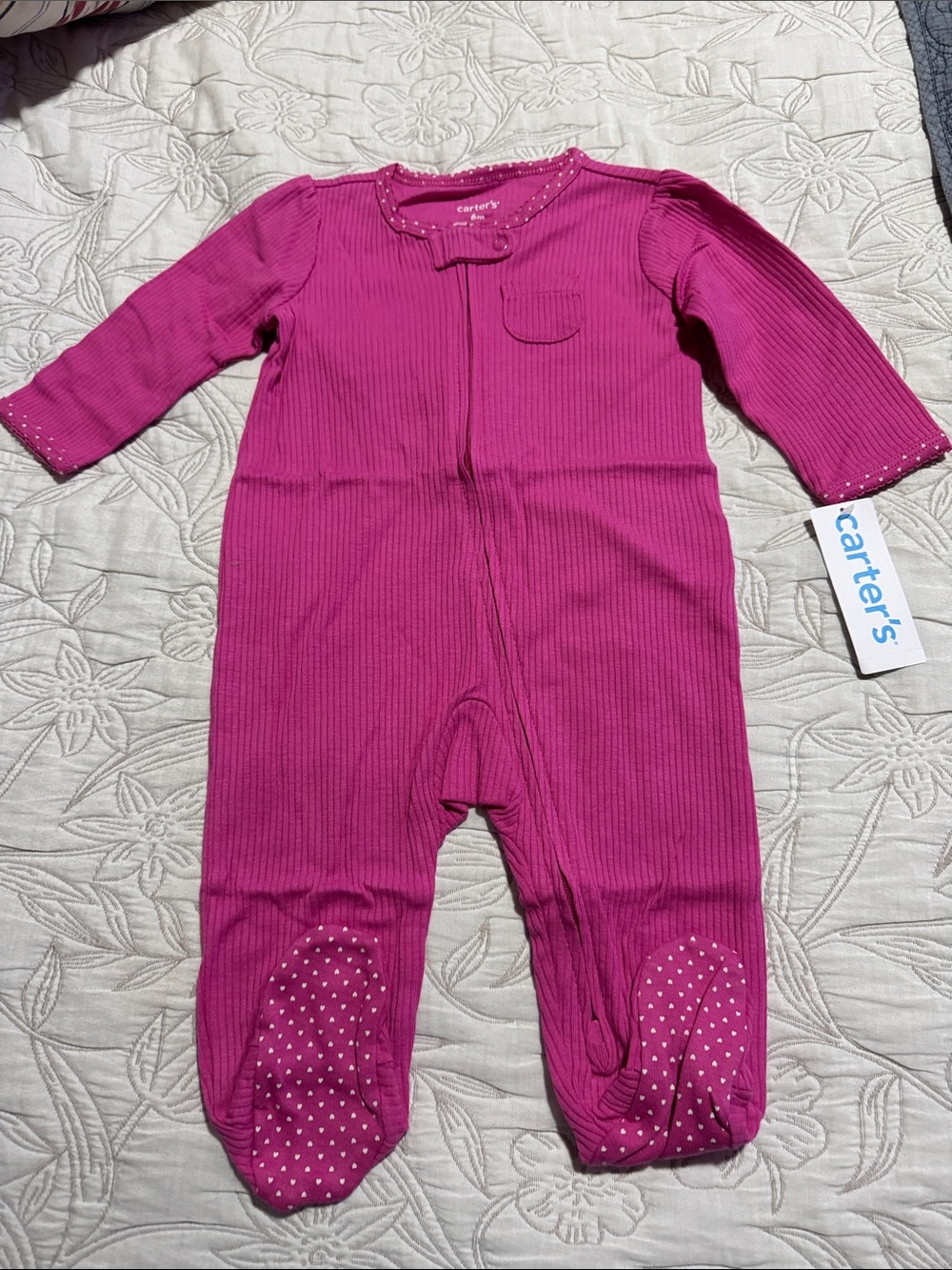 Carter's Bright Magenta Ribbed Footed One-Piece size 6m